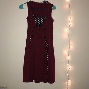 Wine Red 40s Style Dress
